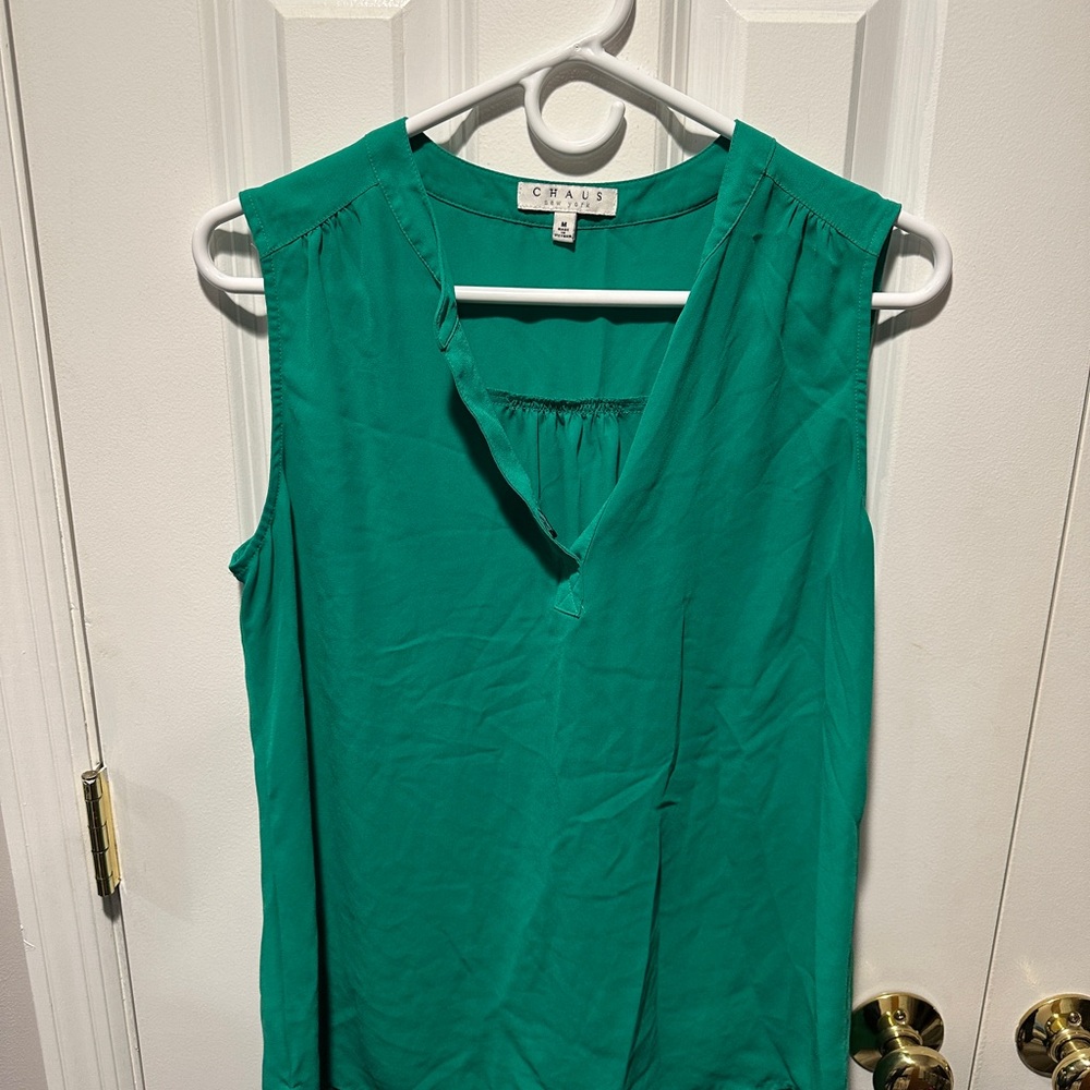 Chaus Teal Sleeveless Blouse